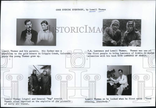 1976 Press Photo Entertainer Lowell Thomas at various stages of his life- Historic Images