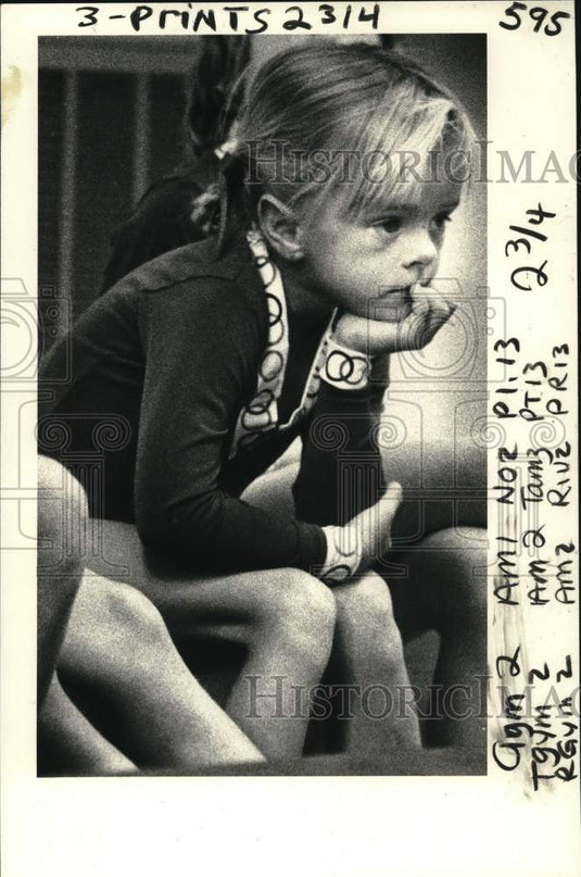 1981 Press Photo Robin Thurmond, young gymnast displays a pensive expression- Historic Images