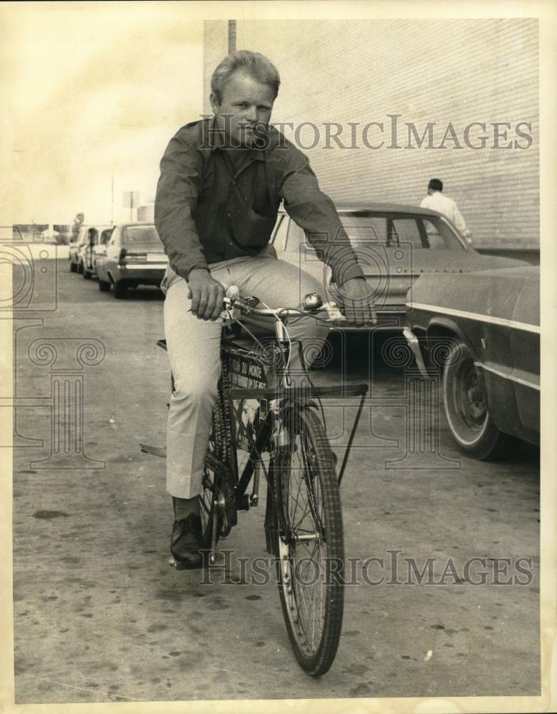 1969 Press Photo Cyclist Heinz Stuck rides bicycle - noc94009- Historic Images