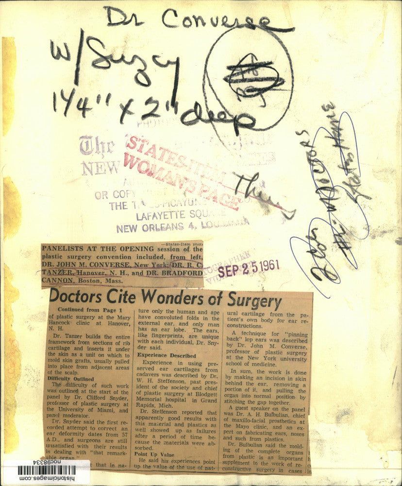 1961 Press Photo Panelists at the opening session of Plastic Surgery Convention