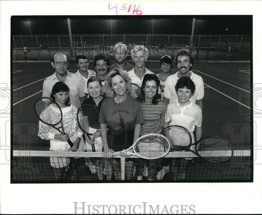 1985 Press Photo Tennis players during practice at the tennis court - noc99448- Historic Images