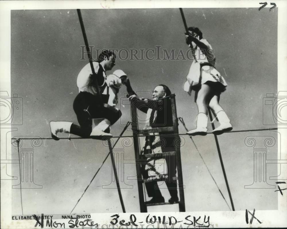 1967 Press Photo Elisabeth Stey got baptized on the tight-rope in Phalsburg- Historic Images