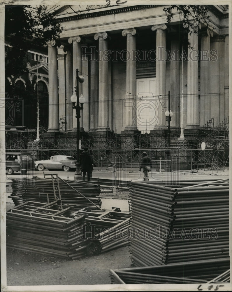 1963 Press Photo Carnival Stands, Mardi Gras reviewing stands at Gallier Hall - Historic Images