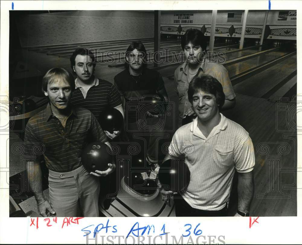 1986 Press Photo Sugar Bowl Lanes&#39; &quot;H.A.P.P.Y.&quot; bowling team, seeks state title- Historic Images