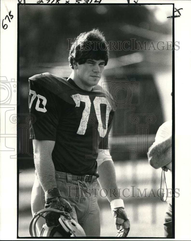 1980 Press Photo Scott Zettek, Notre Dame football defense end player- Historic Images