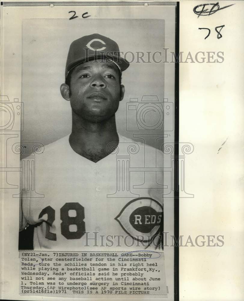 1970 Press Photo Baseball centerfielder Bobby Tolan of Cincinnati Reds- Historic Images