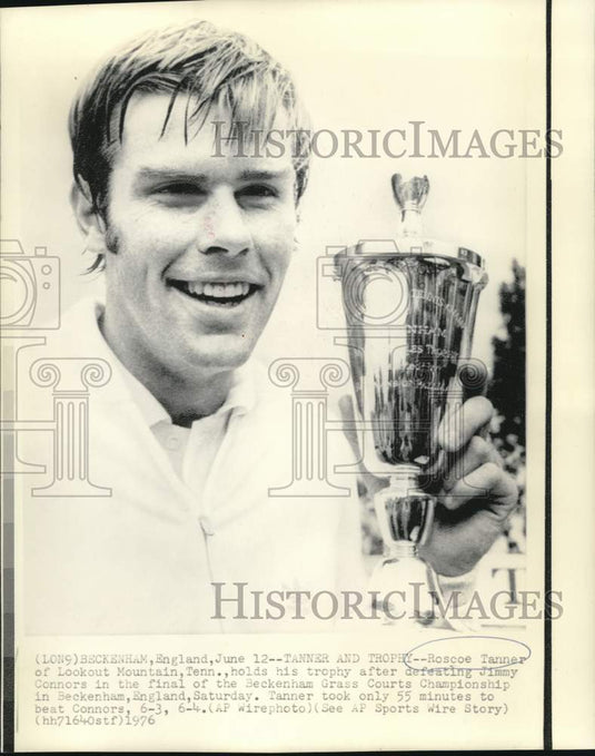1976 Press Photo Tennis player Roscoe Tanner won Beckenham Grass Championships- Historic Images