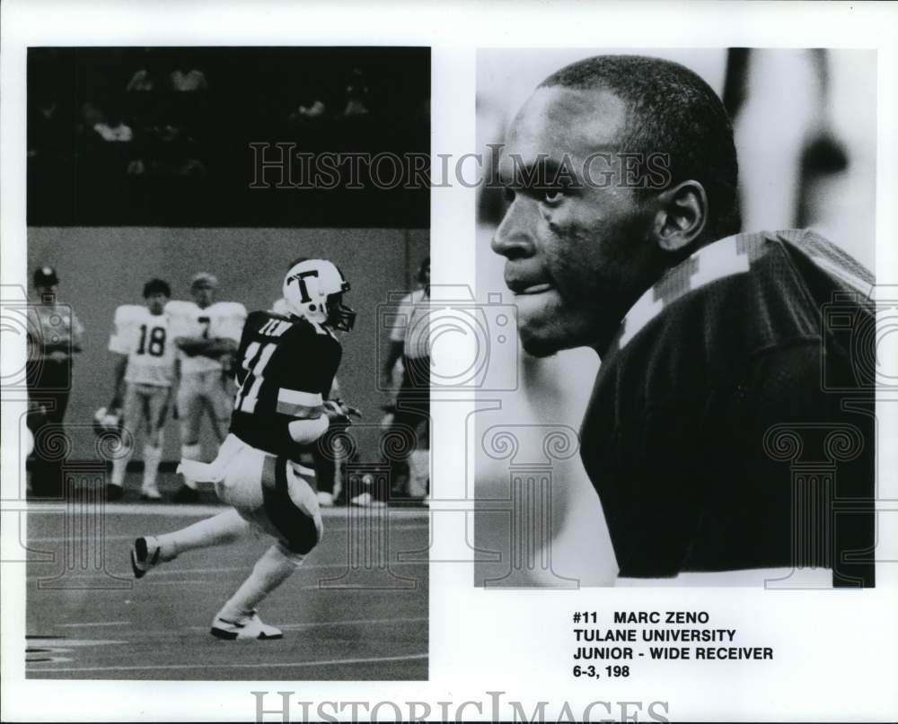 1987 Press Photo Marc Zeno of Tulane University Football Team- Historic Images