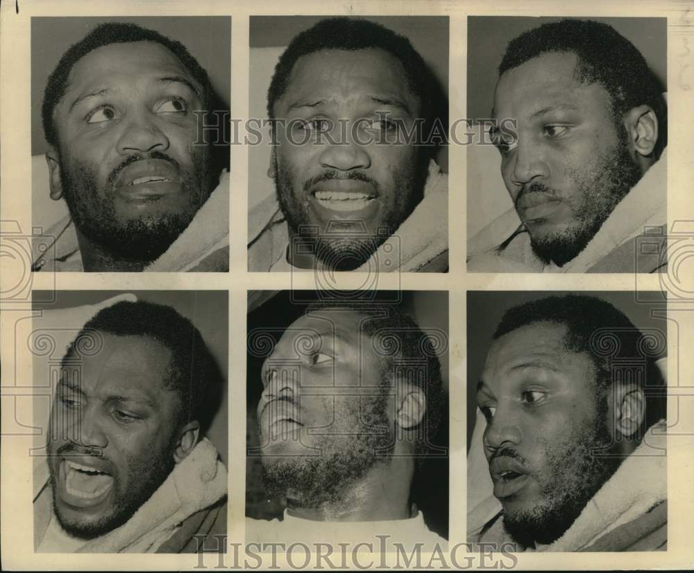 1974 Press Photo Boxer Joe Frazier's various facial expressions- Historic Images