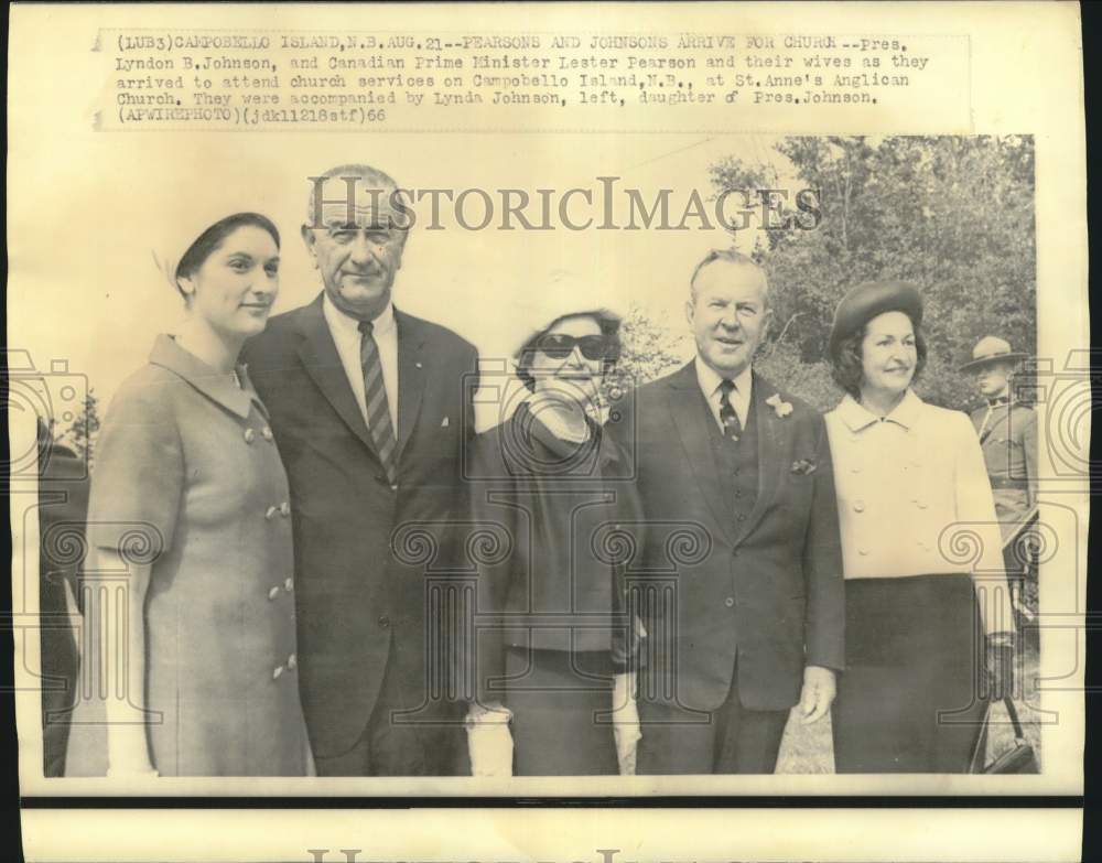 1966 Press Photo President Lyndon Johnson, Lester Pearson &amp; Their Wives