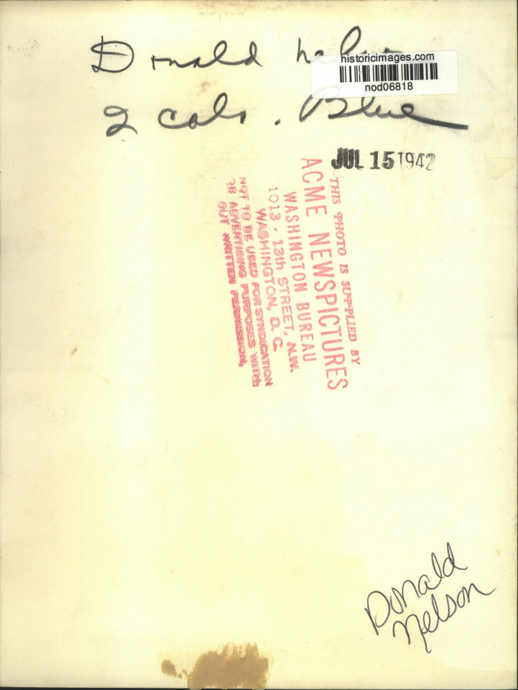 1942 Press Photo Donald Nelson, War Production Chief - nod06818