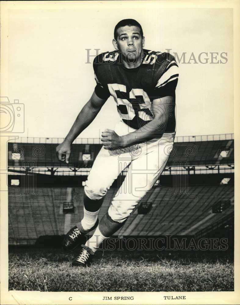 1964 Press Photo Jim Spring, Tulane Football Player- Historic Images