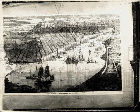1937 Press Photo Drawing of New Orleans, Louisiana from 1862 - nod09225