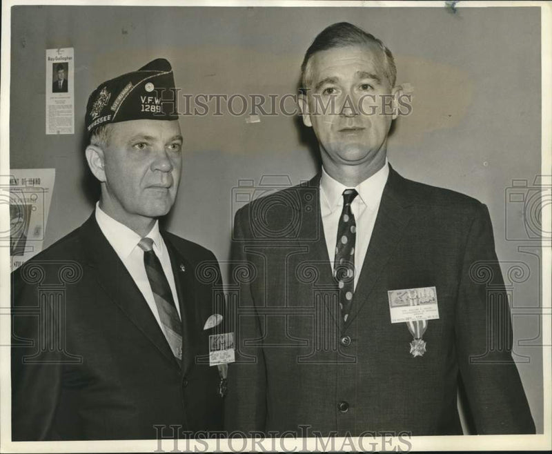 Load image into Gallery viewer, 1967 Press Photo Cooper T. Holt and William J. Driver at Roosevelt Hotel Event
