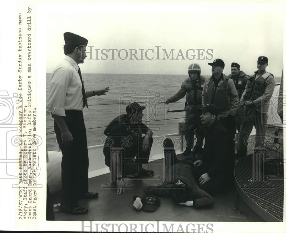 1987 Press Photo Coast Guard Cutter Edisto man overboard drill critiqued- Historic Images