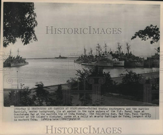 1961 Press Photo United States destroyers anchored at Naval base in Guantanamo