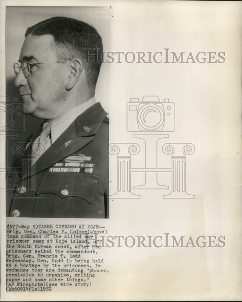 Load image into Gallery viewer, 1952 Press Photo Brigadier General Charles Colson took command of Koje POW camp
