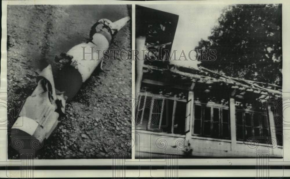 1966 Press Photo Vietnam War - Rocket Fired by Americans on Embassy in Hanoi- Historic Images