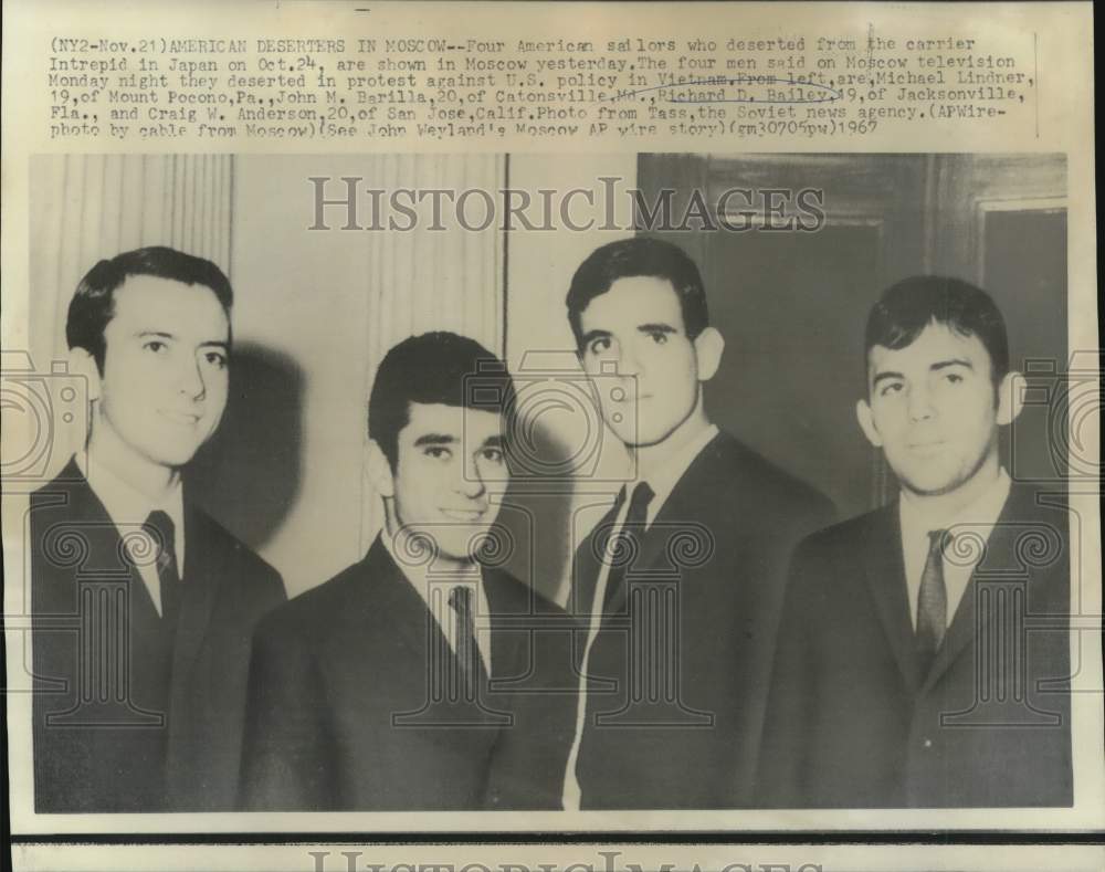 1967 Press Photo U.S. Navy Sailors Desert in Protest of Vietnam War, Moscow