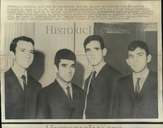 1967 Press Photo U.S. Navy Sailors Desert in Protest of Vietnam War, Moscow