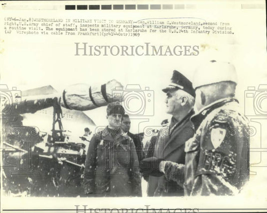 1969 Press Photo General William Westmoreland visits Karlsruhe, Germany