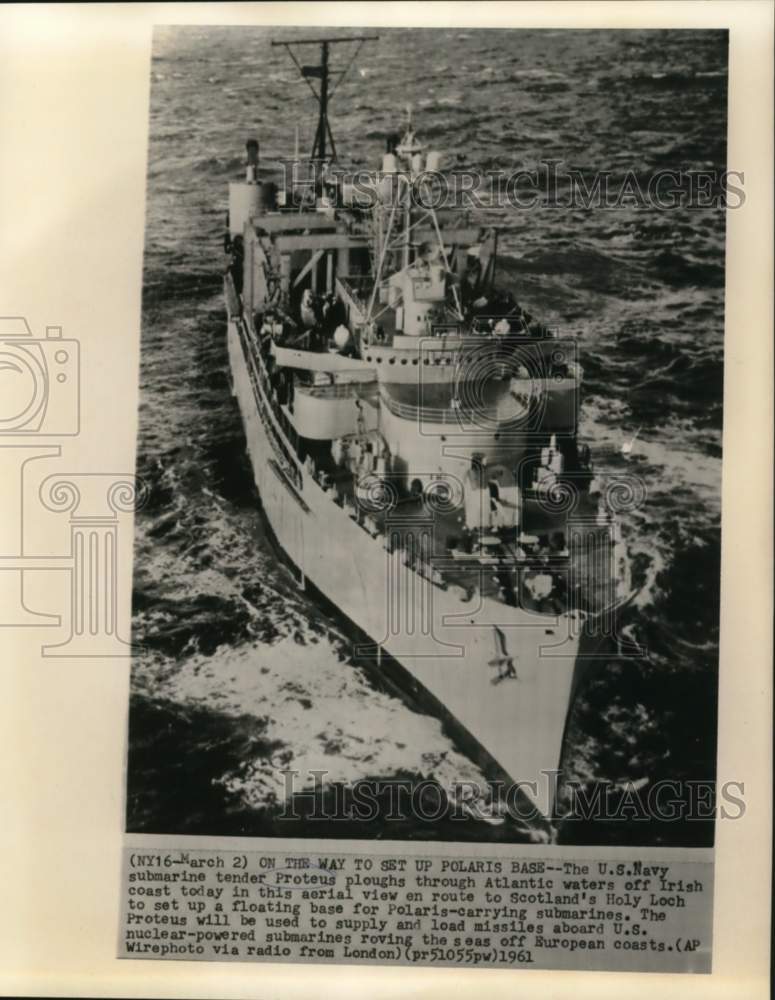 1961 Press Photo U.S. Navy Submarine Proteus Near Ireland - nom08919