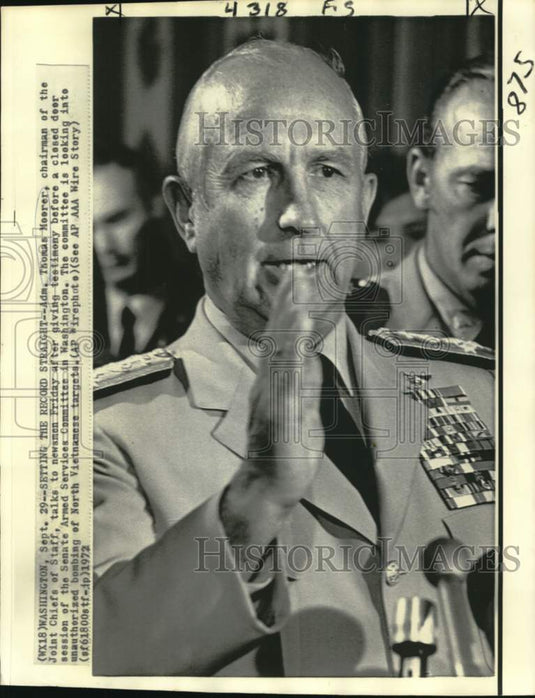 1972 Press Photo Admiral Thomas Moorer, Chairman of Joint Chiefs of Staff