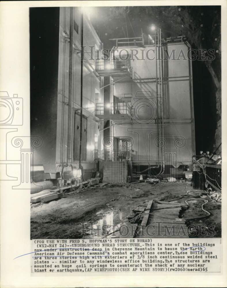 1965 Press Photo NORAD underground construction at Cheyenne Mountain - nom09238- Historic Images