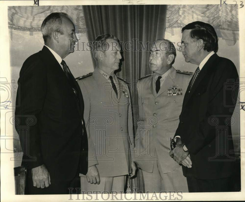 Load image into Gallery viewer, 1972 Press Photo Admiral Means Johnston and officers tour naval facilities of NO
