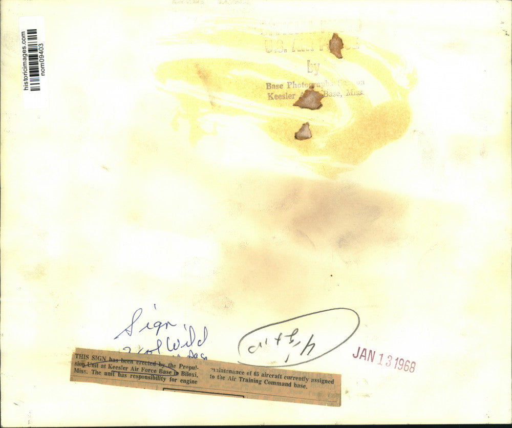 1968 Press Photo Propulsion Unit Sign at Keesler Air Force Base, Mississippi