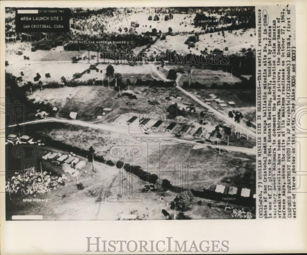 1963 Press Photo San Cristobal, Cuba, Soviet Missile Site at Maximum Readiness