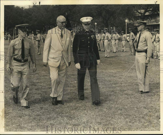 1964 Press Photo Tulane NROTC Unit Reviewed in Navy Day Ceremony, New Orleans