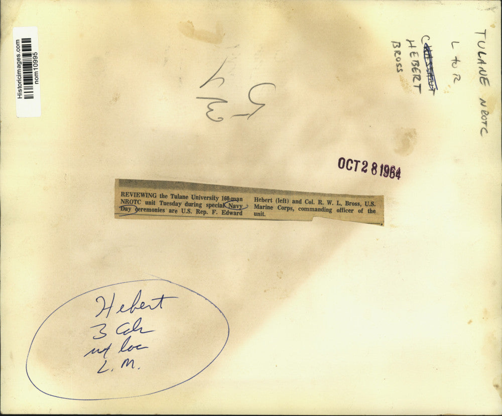 1964 Press Photo Tulane NROTC Unit Reviewed in Navy Day Ceremony, New Orleans