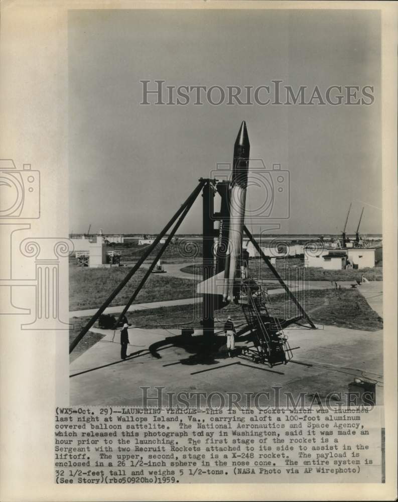 1959 Press Photo NASA Rocket Launches at Wallops Island, Virginia - nom11706