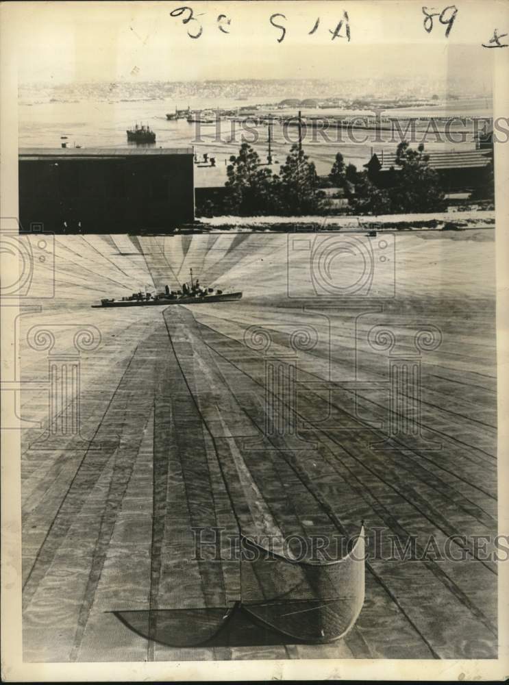 1949 Press Photo Miniature ship part of research on signal performance.- Historic Images