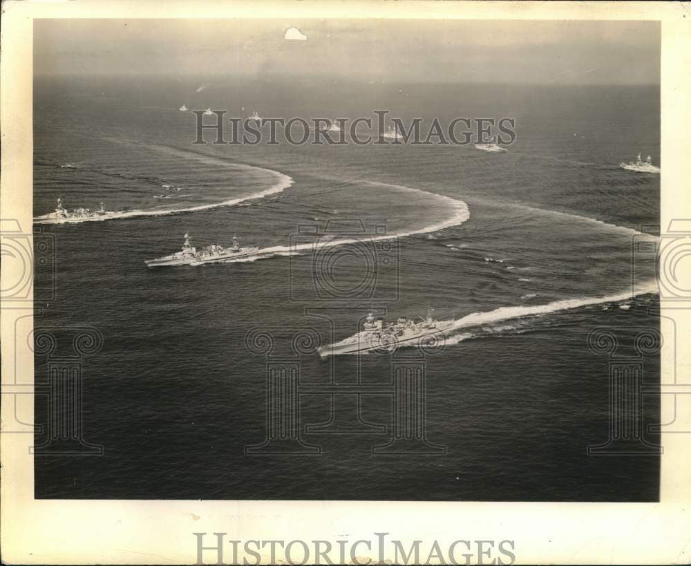 Press Photo Cruisers are shown making a right turn in maneuvers off California.