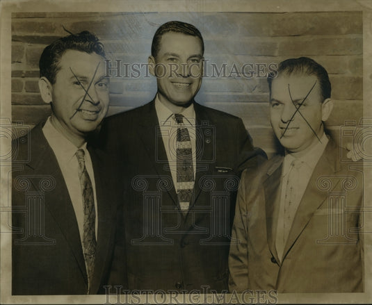 1958 Press Photo Harold A. Buchler, Fred S. Bowes and A.J. Graffagnino