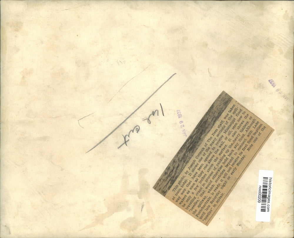 1937 Press Photo Sections of spillway weir to receive Mississippi flood waters