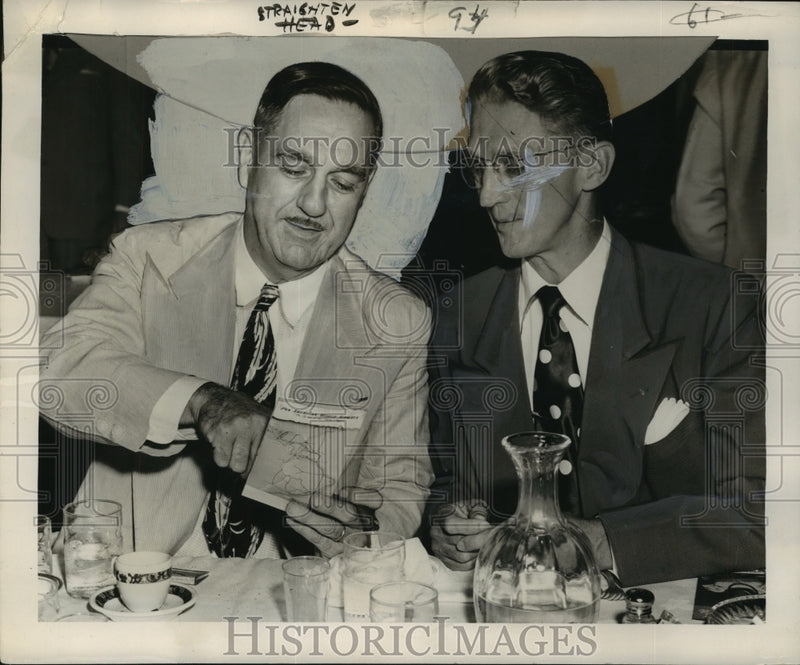 Load image into Gallery viewer, 1949 Press Photo School Superintendent Lewis Bourgeois and Rene Curry
