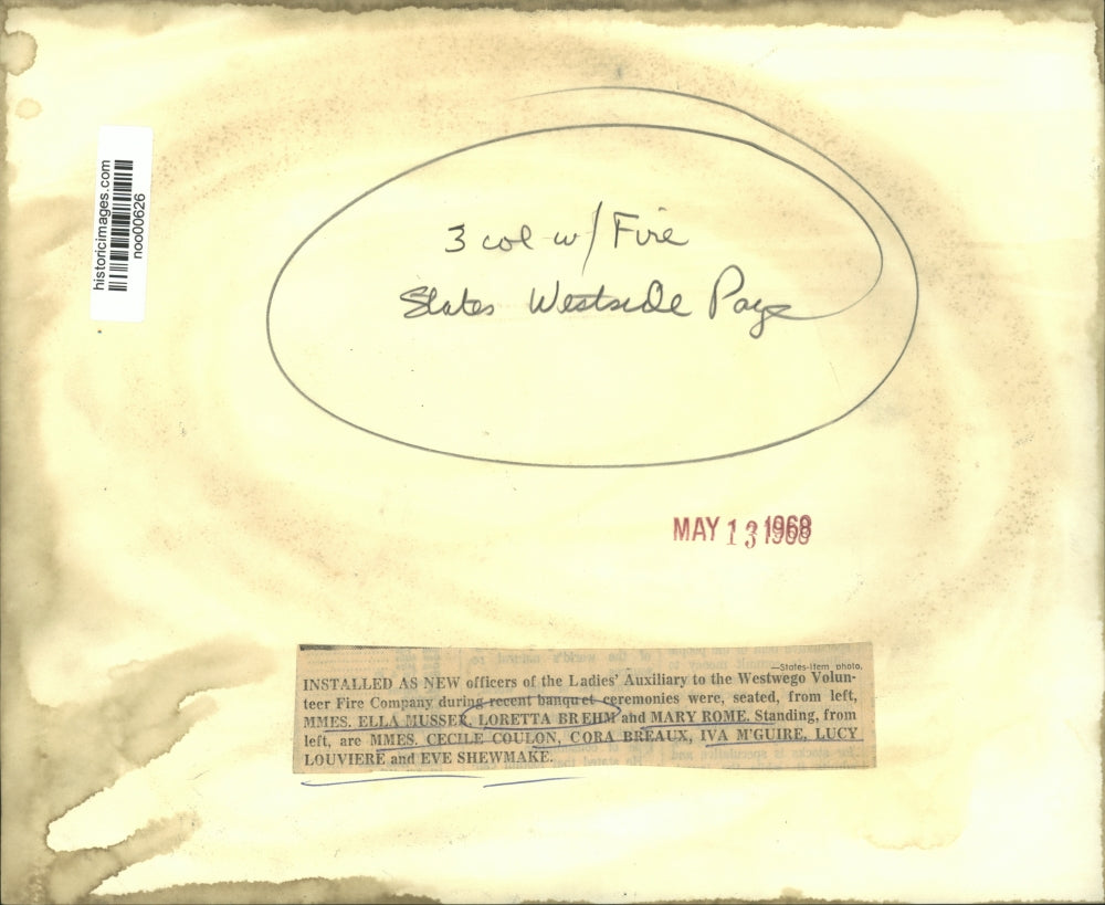 1968 Press Photo Ladies' Auxiliary to the Westwego Volunteer Fire Co. officers