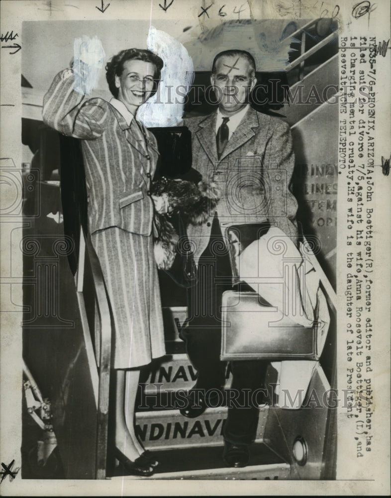 1948 Press Photo Former editor John Boettiger & his wife Anna Roosevelt