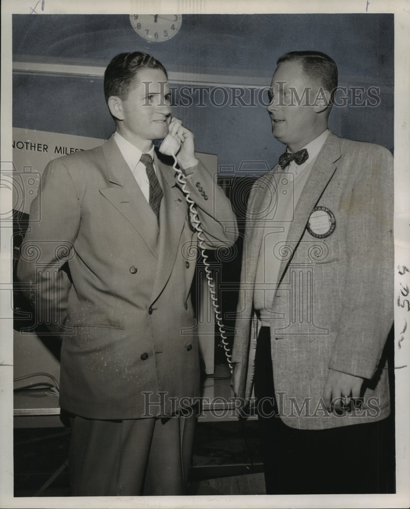 1958 Press Photo Technology - Jim Pitts &amp; Joseph Boudreaux Dial Long Distance