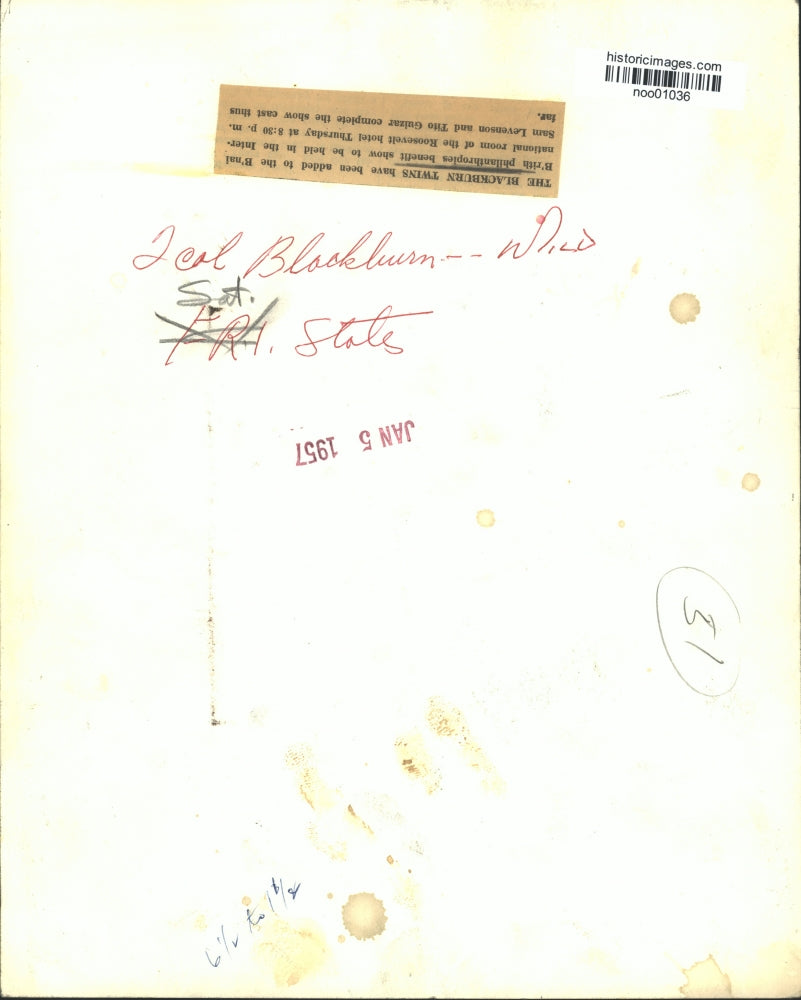 1957 Press Photo The Blackburn Twins added to B'nal B'rith benefit show