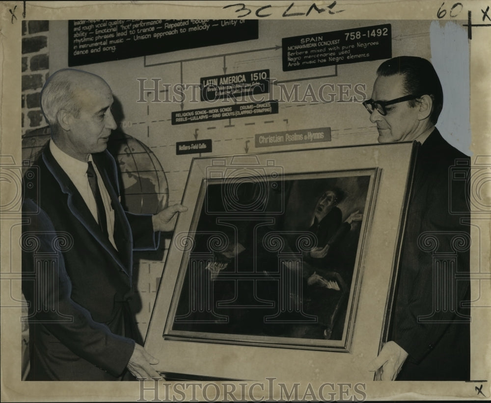 1967 Press Photo "Jazz Singer" Painting Donated to Jazz Museum. New Orleans