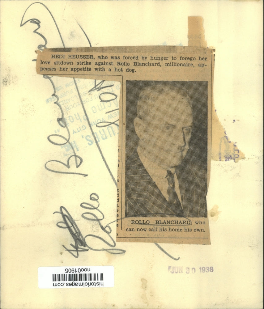 1938 Press Photo Rollo Blanchard, millionaire who can now call his home his own