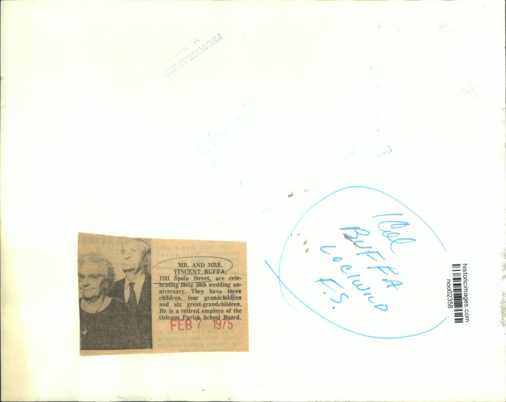 1975 Press Photo Mr. & Mrs. Vincent Buffa celebrate 50th wedding anniversary