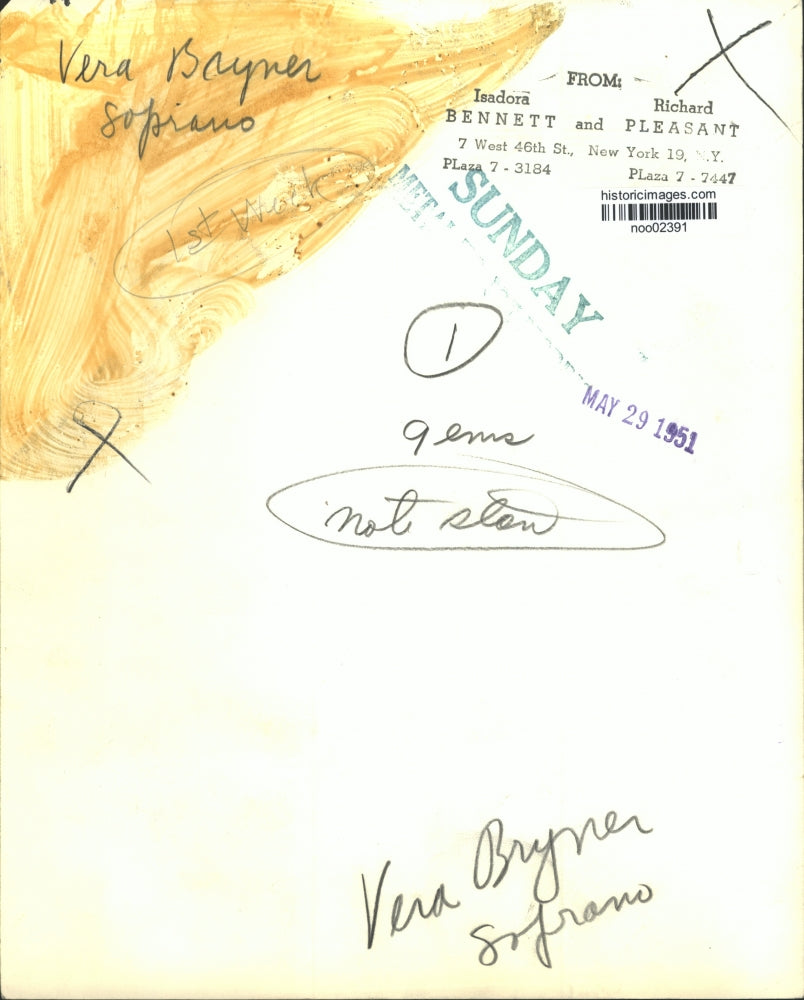 1951 Press Photo Vera Bryner, soprano - noo02391