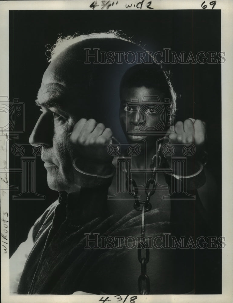 1976 Press Photo Le Var Burton and Edward Asner in "Roots" on ABC Television