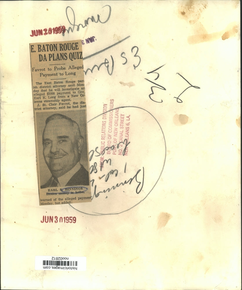 1959 Press Photo Earl S. Binnings denies money is bribe - noo02812