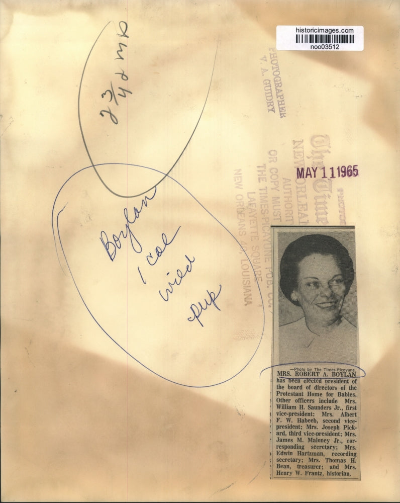 1965 Press Photo Protestant Home for Babies Mrs. Robert A. Boyland - noo03512